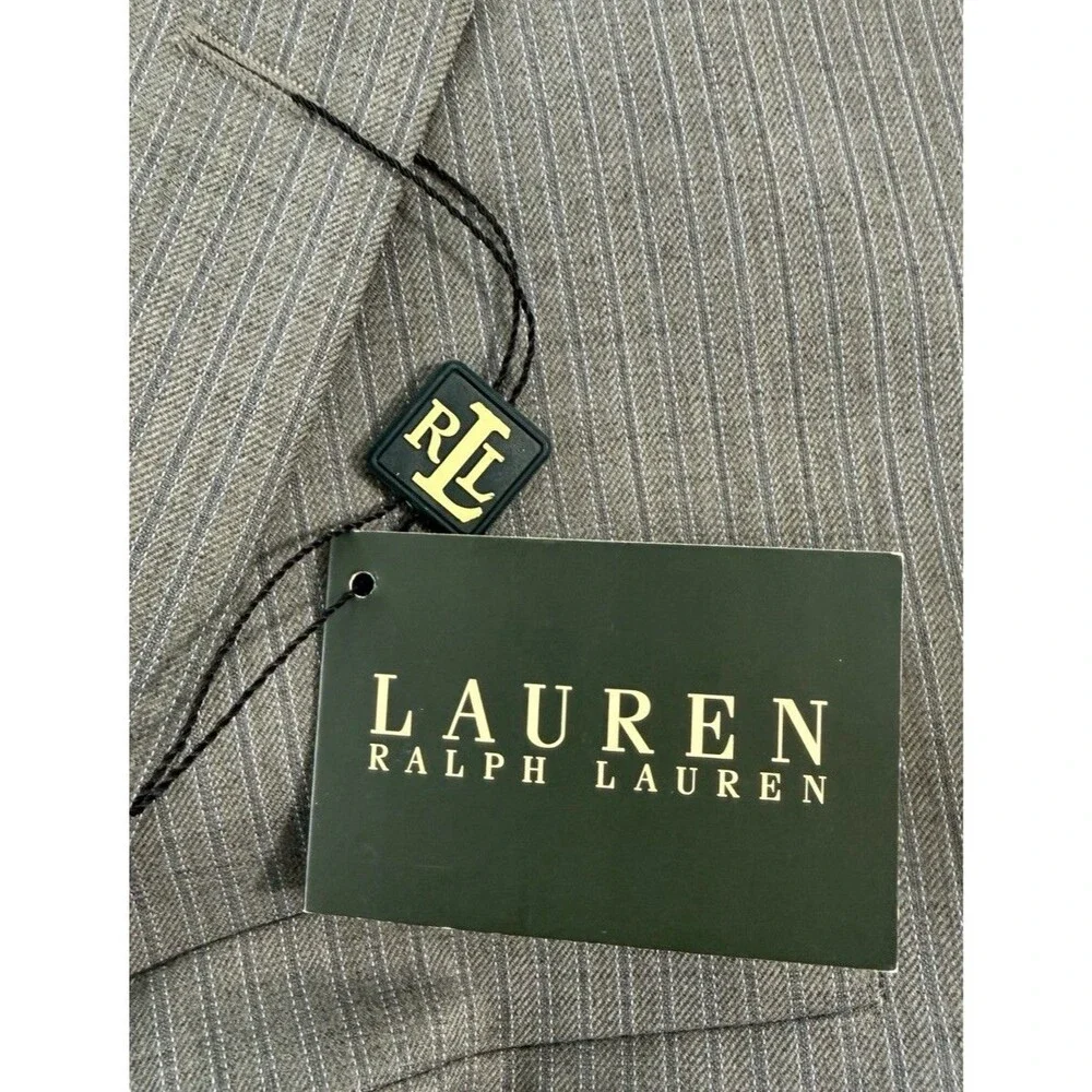 Lauren Ralph Lauren Mens Suit Jacket Blazer 46L Long Gray 100% Wool Sports Coat‎